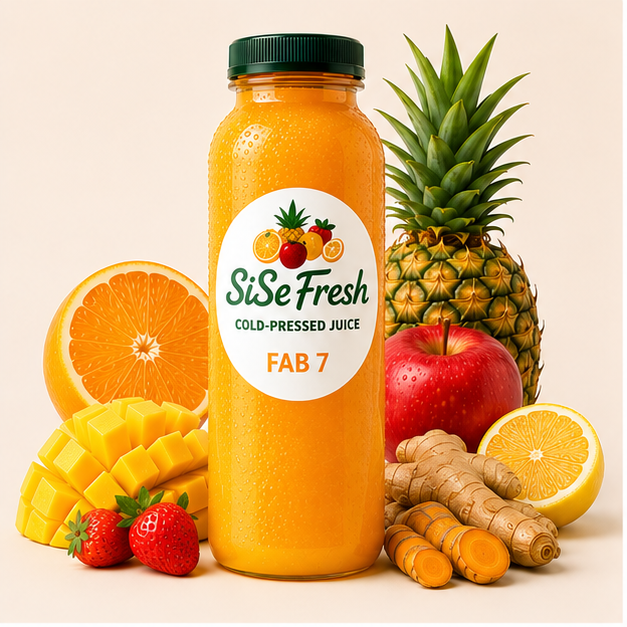 FAB 7 cold-pressed juice bottle