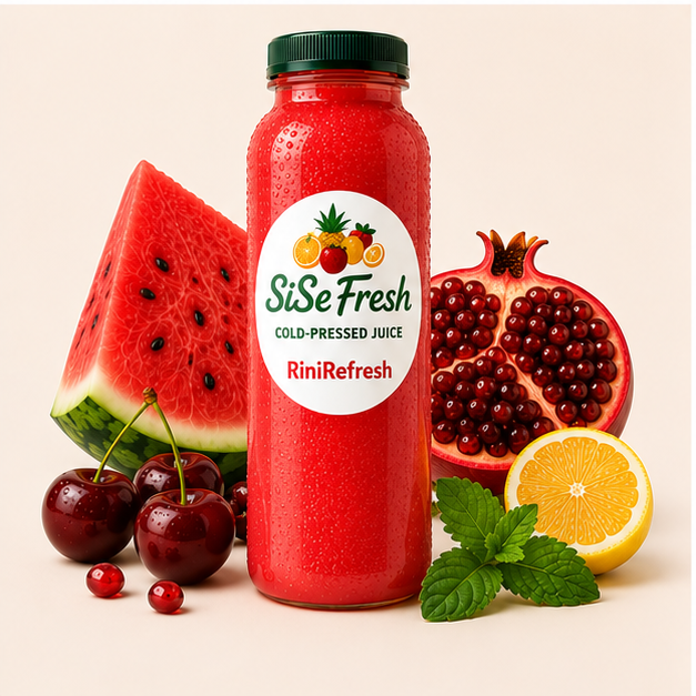 RiniRefresh cold-pressed juice bottle